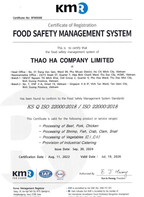 Chứng nhận  ISO 22000 